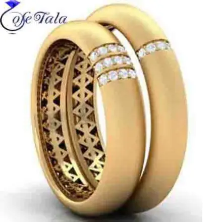 حلقه ازدواج نگین دار مدل 21016