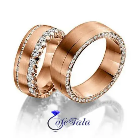 حلقه ازدواج با نگین الماس مدل 21088