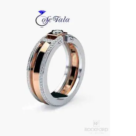 حلقه دو رنگ تک نگین مدل 21079