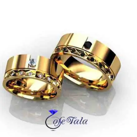 حلقه ازدواج نگین الماس مدل 21074