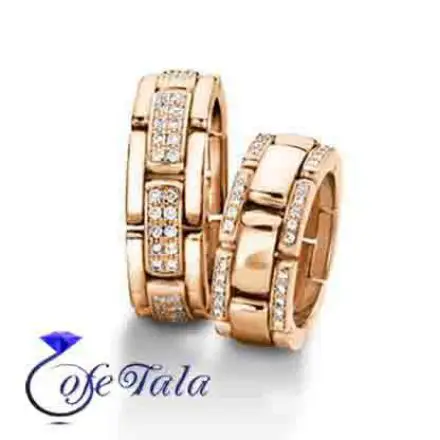 حلقه ازدواج با نگین الماس مدل 21075