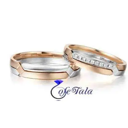 حلقه ازدواج نگین الماس مدل 21076