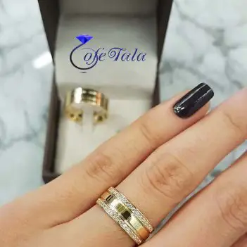 حلقه ازدواج نگین الماس مدل 21155