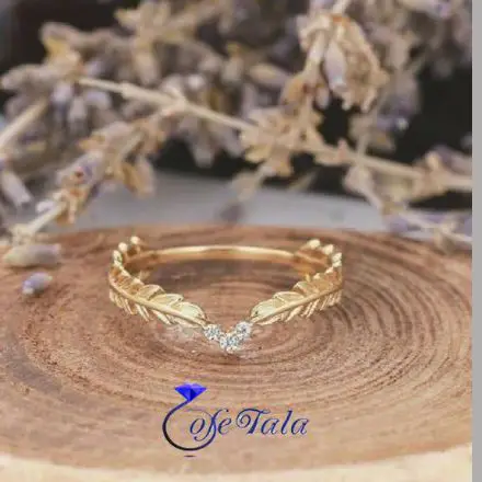 انگشتر نگین الماس طرح پر مدل 21154