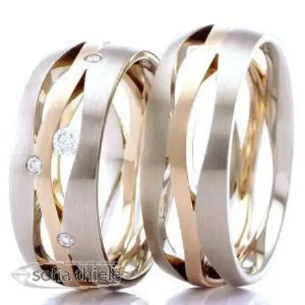 حلقه دو رنگ نگین الماس مدل 21100