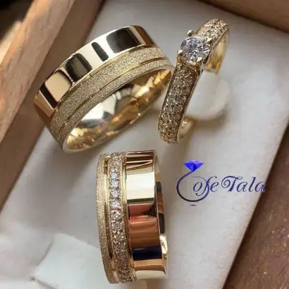 حلقه ازدواج نگین الماس مدل 21169