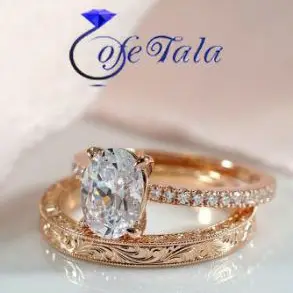 حلقه ازدواج نگین الماس مدل 21161