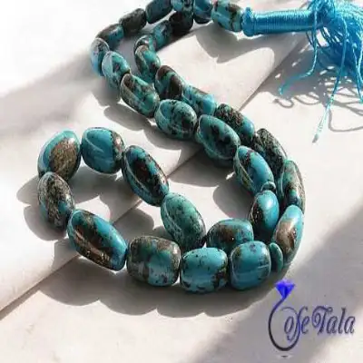 تسبیح فیروزه کرمانی 33 دانه خوش طرح رنگ شده