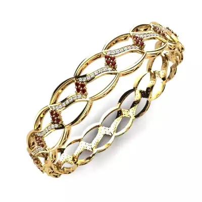 دستبند طلا و جواهر مدل حلقه ای به همراه سنگ برلیان